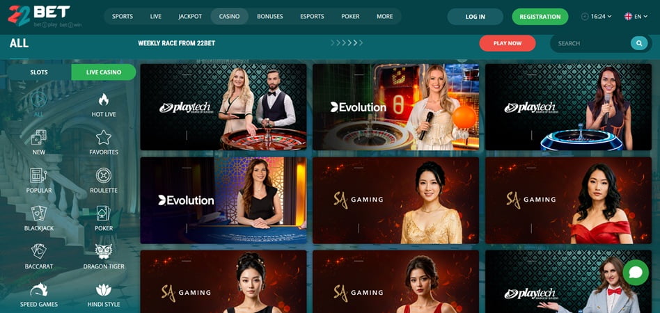 22bet online casinos India